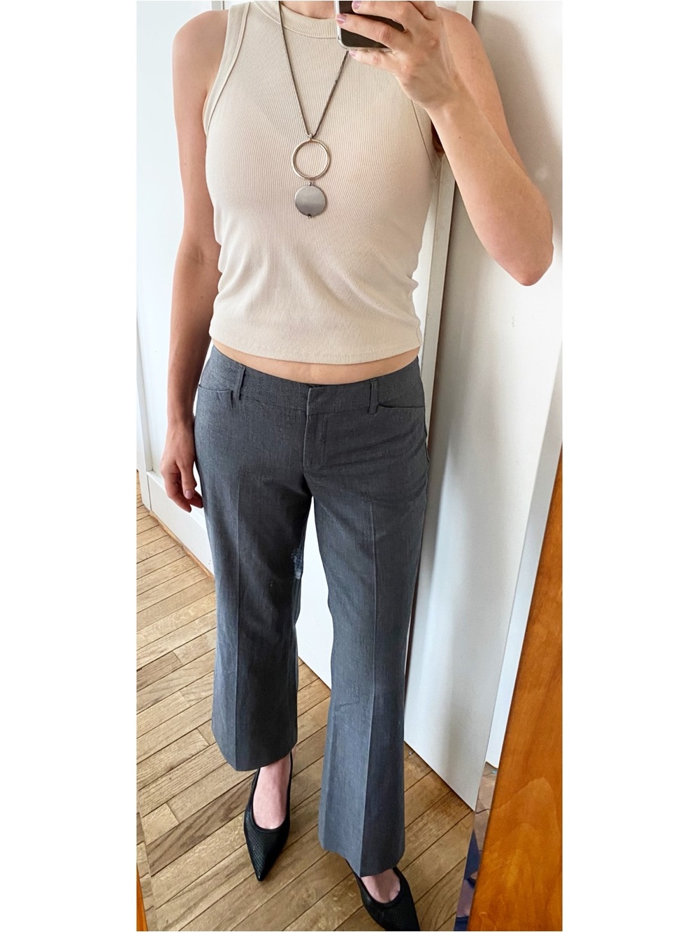 Vintage Y2K Express Design Studio Editor gray low rise bootcut dress pants